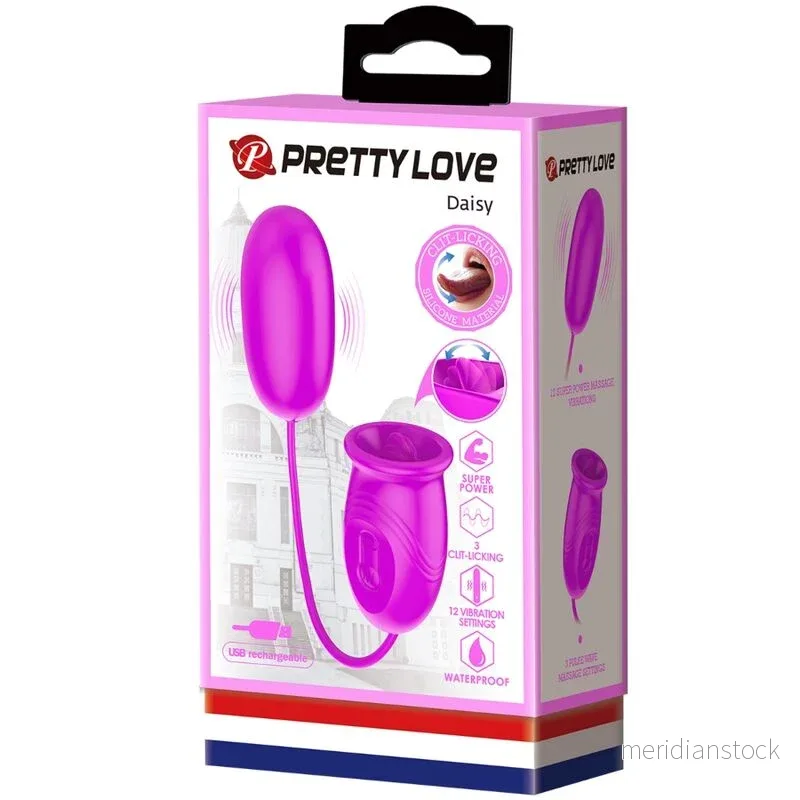 PRETTY LOVE - DAISY DUAL EGG RECHARGEABLE VIBRATOR PURPLE