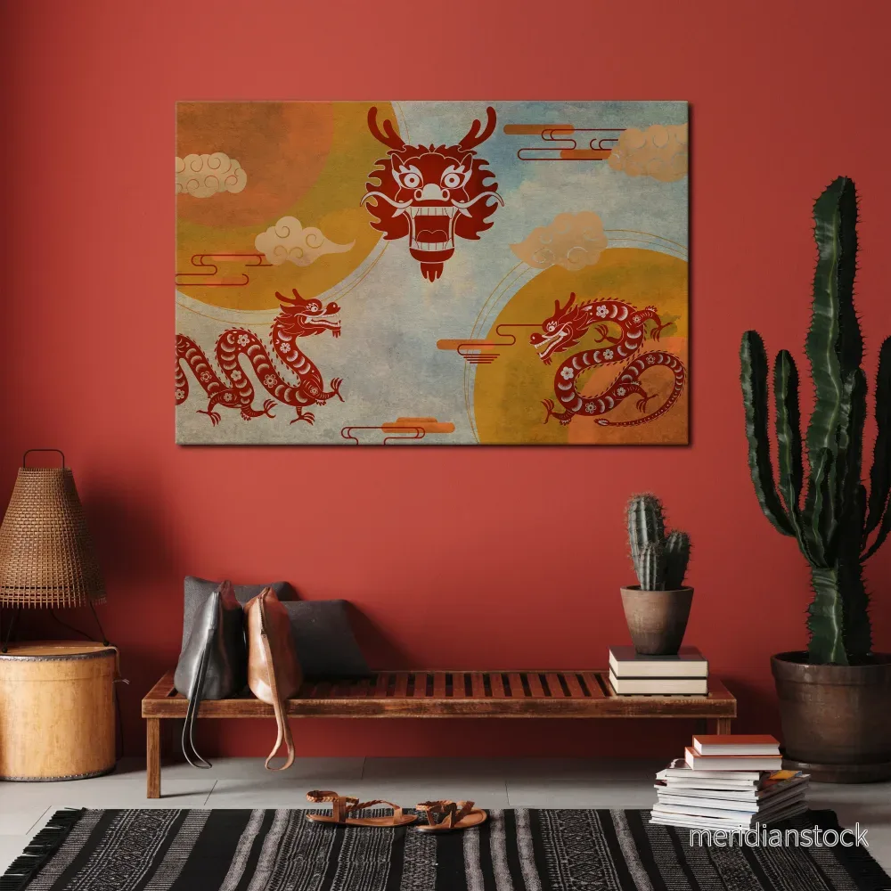 MYSTICAL DRAGON Horizontal Canvas Print