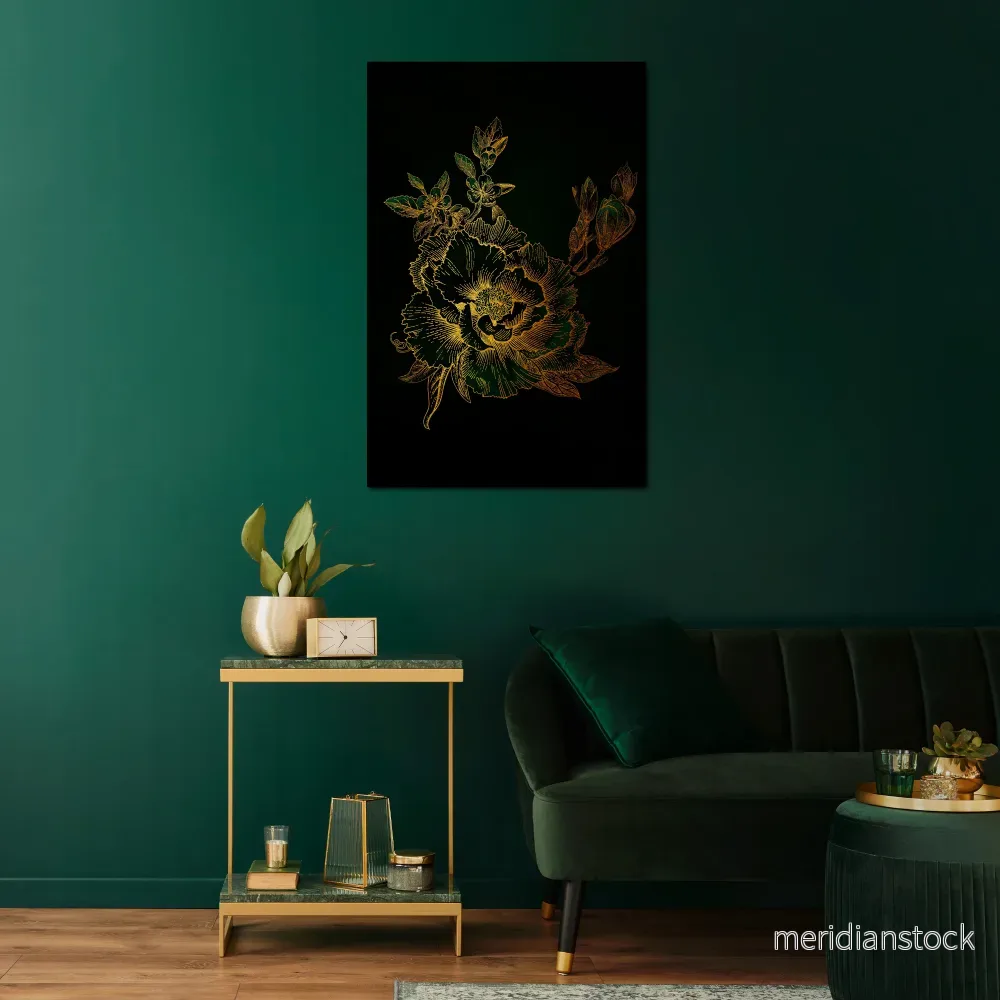 MIDNIGHT FLORAL GLIMMER Vertical Canvas Print
