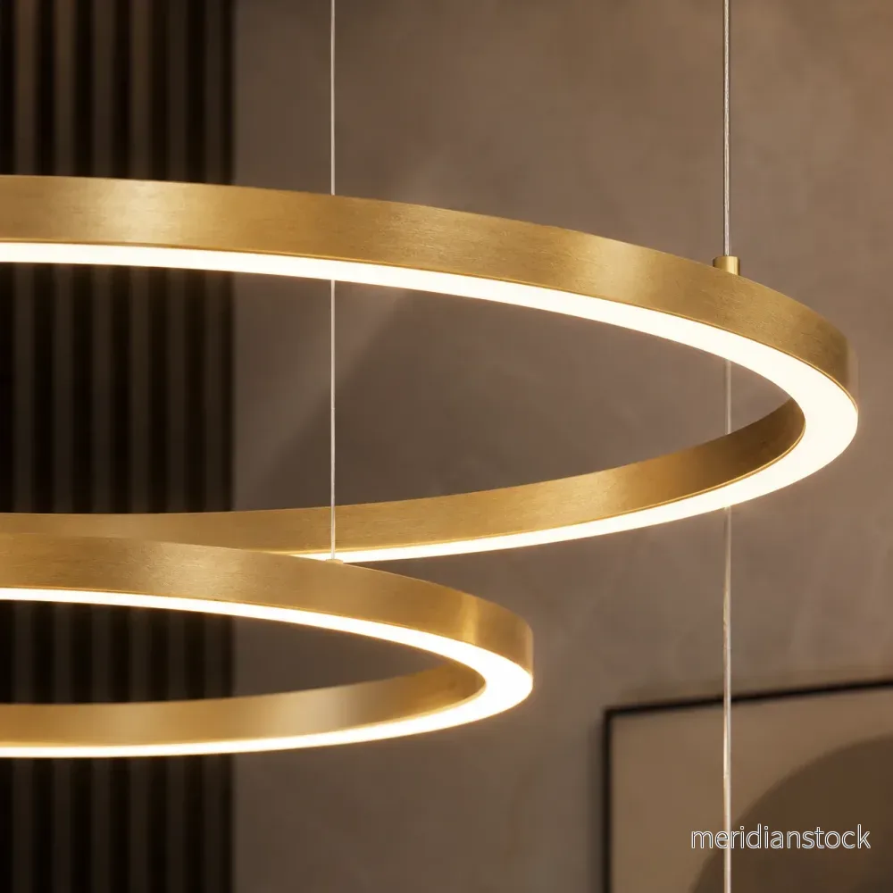 Ljuskrona Coterie LED – minimalistisk ringpendel i guld - Bild 3
