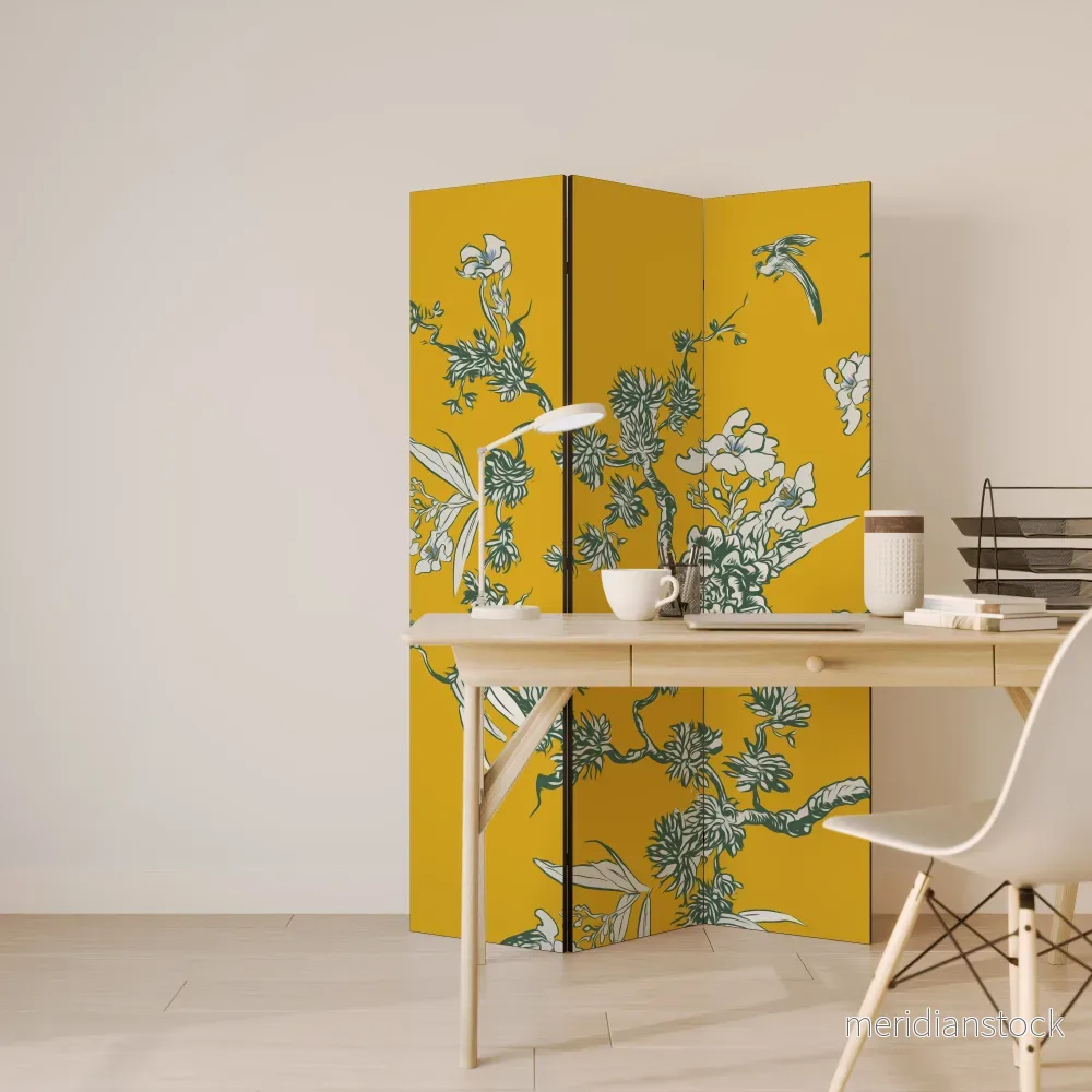 YELLOW CHINOISERIE Dekorativ rumsavdelare – 3 paneler - Bild 3