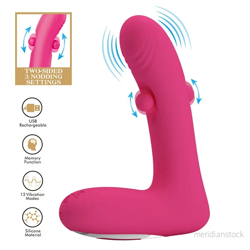 PRETTY LOVE - DUDEN RECHARGEABLE SILICONE VIBRATOR 12 VIBRATION MODES AND 3 ROCKING MODES PINK - Bild 2