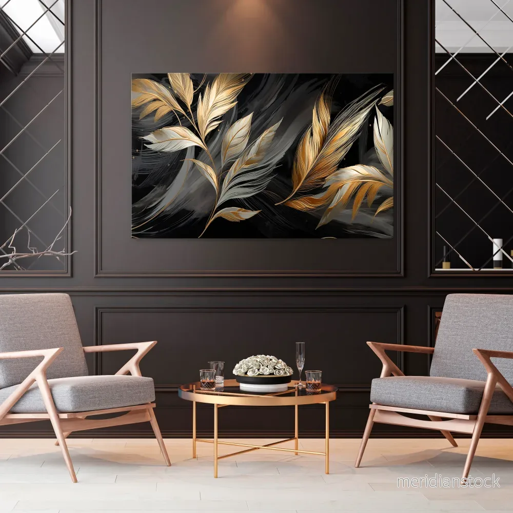 MYSTIC GOLD LEAVES Horizontal Canvas Print - Bild 2