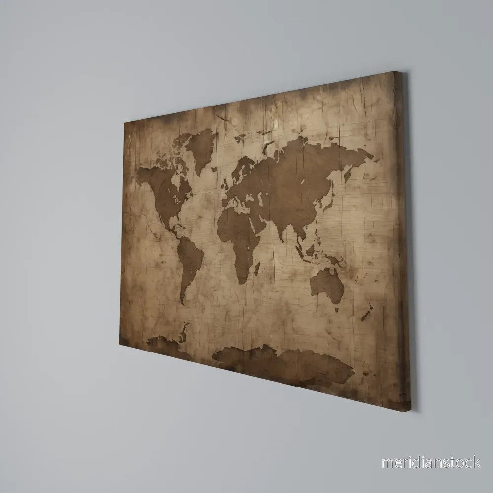 AGED WORLD MAP Horizontal Canvas Print - Bild 3
