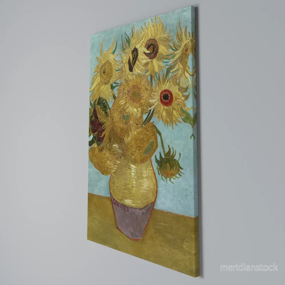 VASE WITH TWELVE SUNFLOWERS Vertical Canvas Print - Bild 3