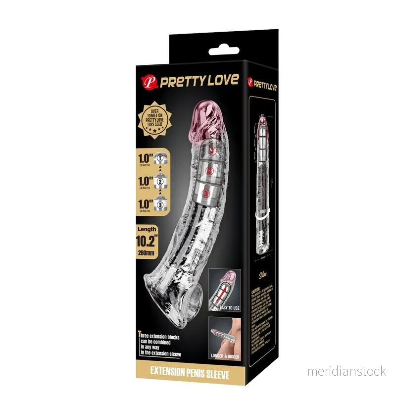 PRETTY LOVE - ADJUSTABLE PENIS EXTENSION SLEEVE 26 CM Ø 4 CM TRANSPARENT - Bild 3