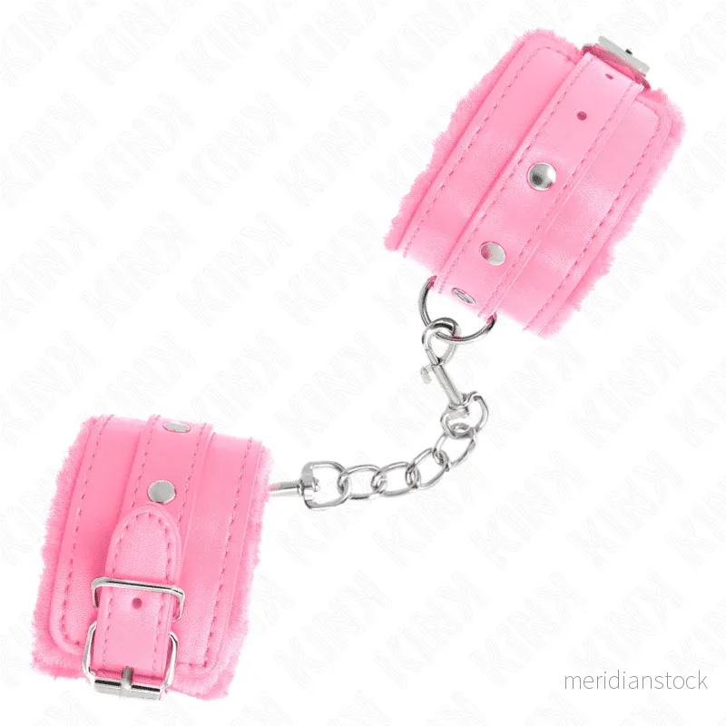KINK - PREMIUM FUR LINED WRIST RESTRAINTS PINK WITH PINK BELT ADJUSTABLE 17-29 CM X 6 CM - Bild 2