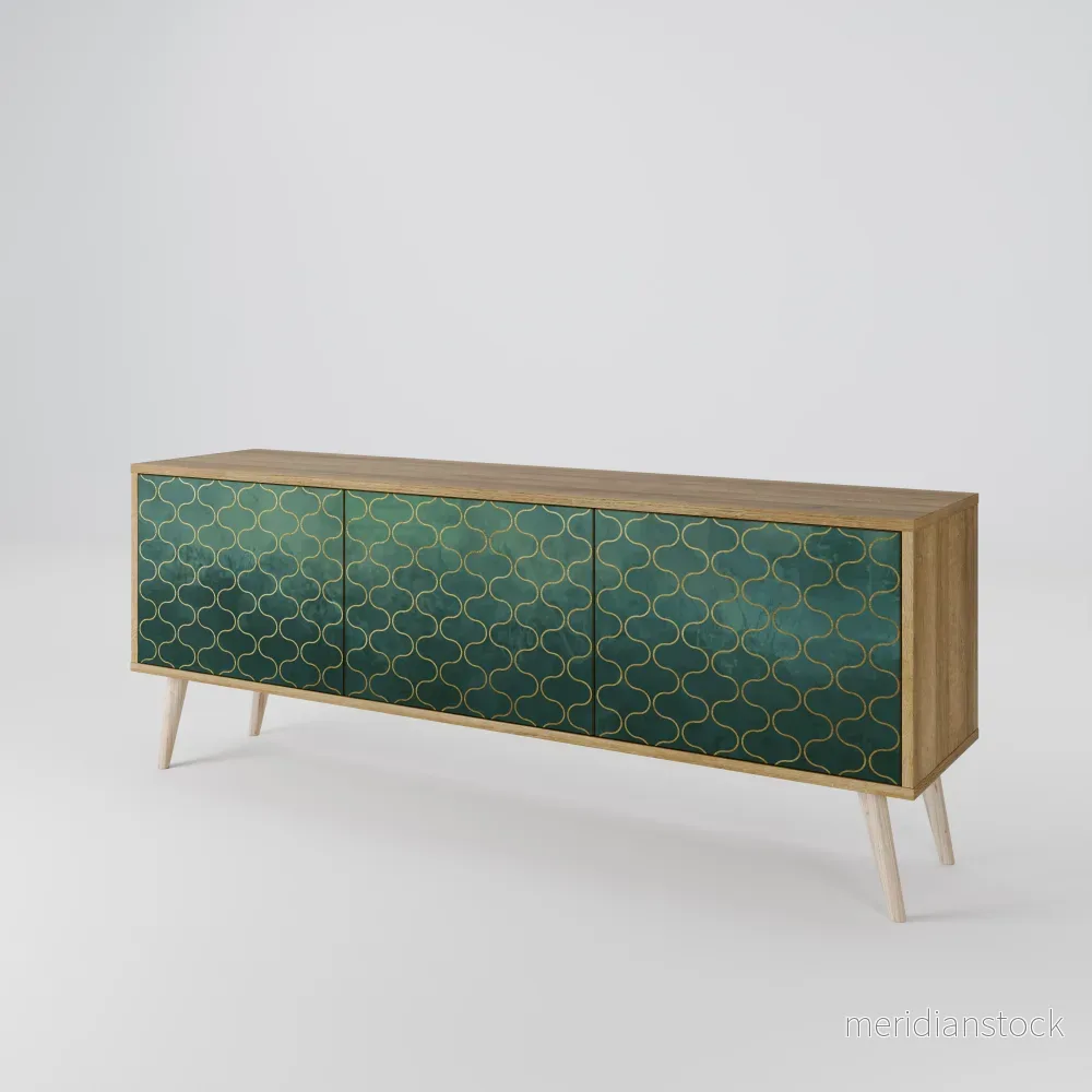 TESSELATED GREENERY TV-bänk med 3 dörrar