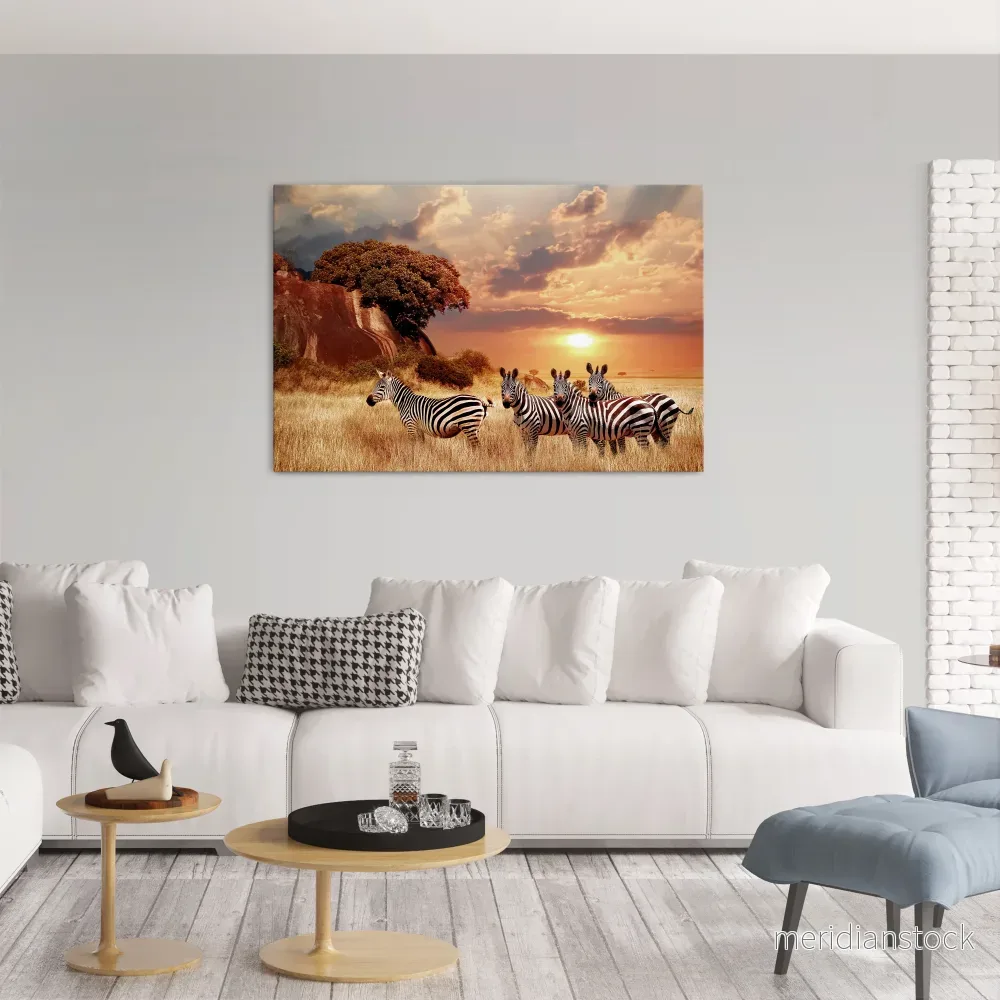 ZEBRA SUNSET SERENADE Horizontal Canvas Print - Bild 2