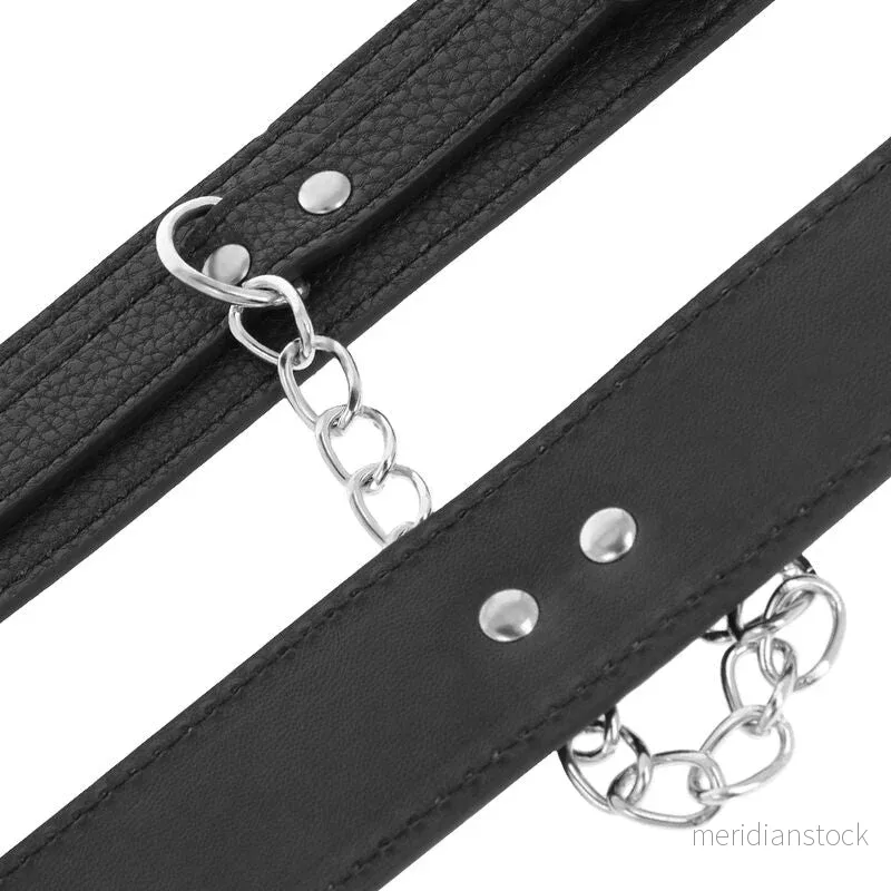 DARKNESS - BLACK TEXTURED LEATHER HANDCUFFS - Bild 3