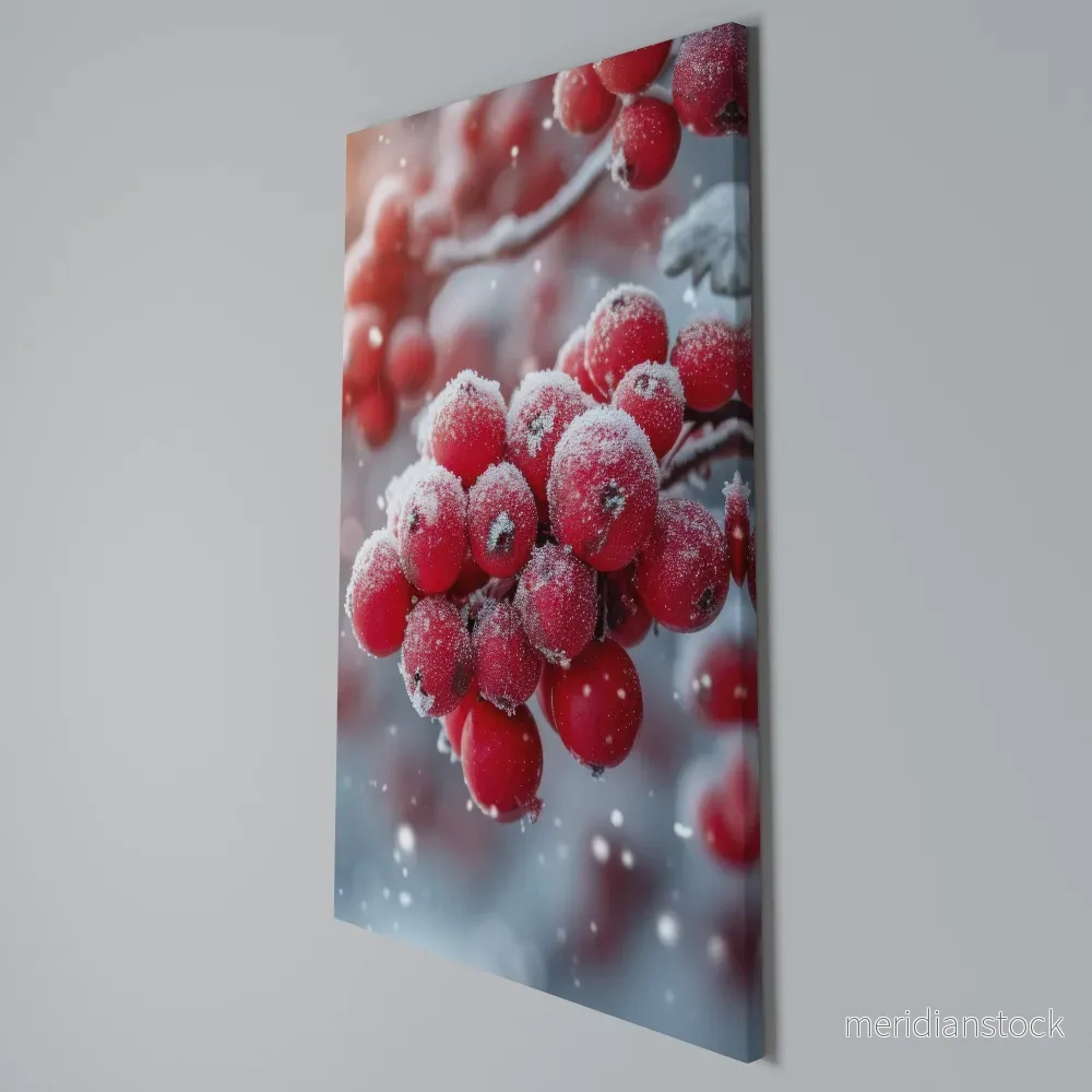 WINTER'S CRIMSON TREASURES Vertical Canvas Print - Bild 3