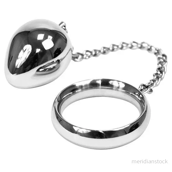 METAL HARD - COCK RING 45MM + CHAIN WITH METAL BALL - Bild 3