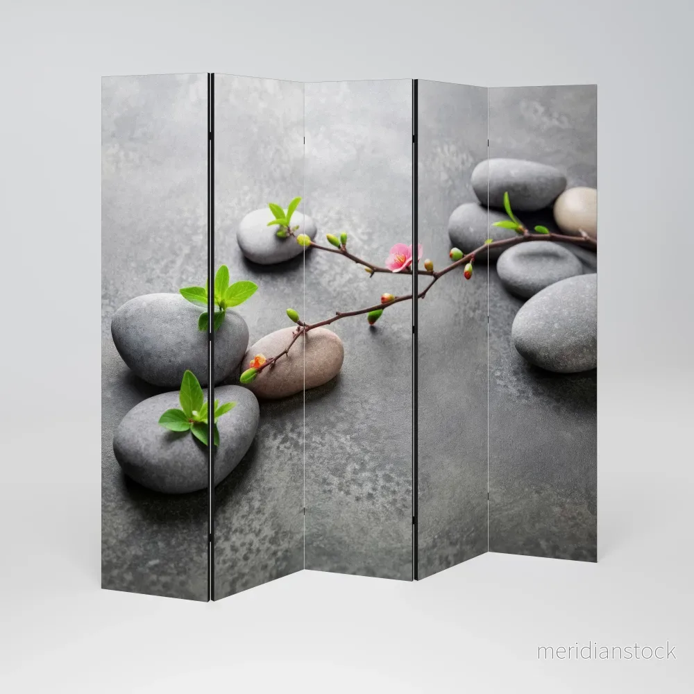 STONES AND BLOSSOMS Dekorativ rumsavdelare – 5 paneler - Bild 2