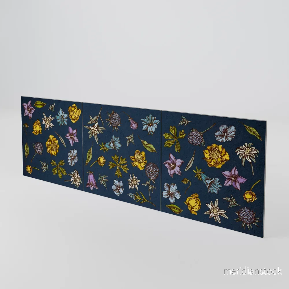 FLOWERS ON NAVY BLUE Luckset med 3 dörrar till sideboard - Bild 2