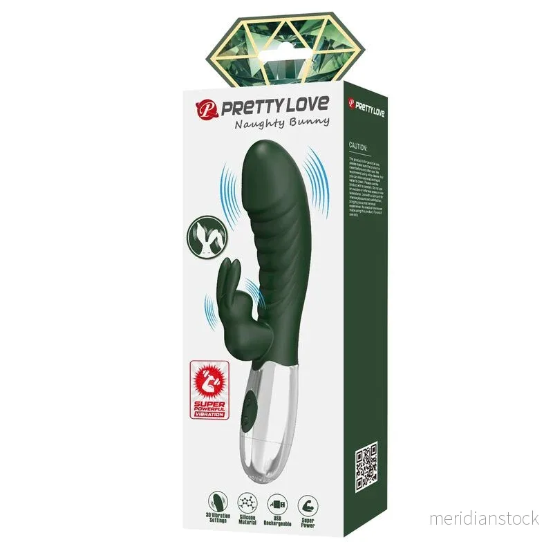PRETTY LOVE - NAUGHTY BUNNY RABBIT VIBRATOR 30 FUNCTIONS USB RECHARGEABLE GREEN - Bild 3