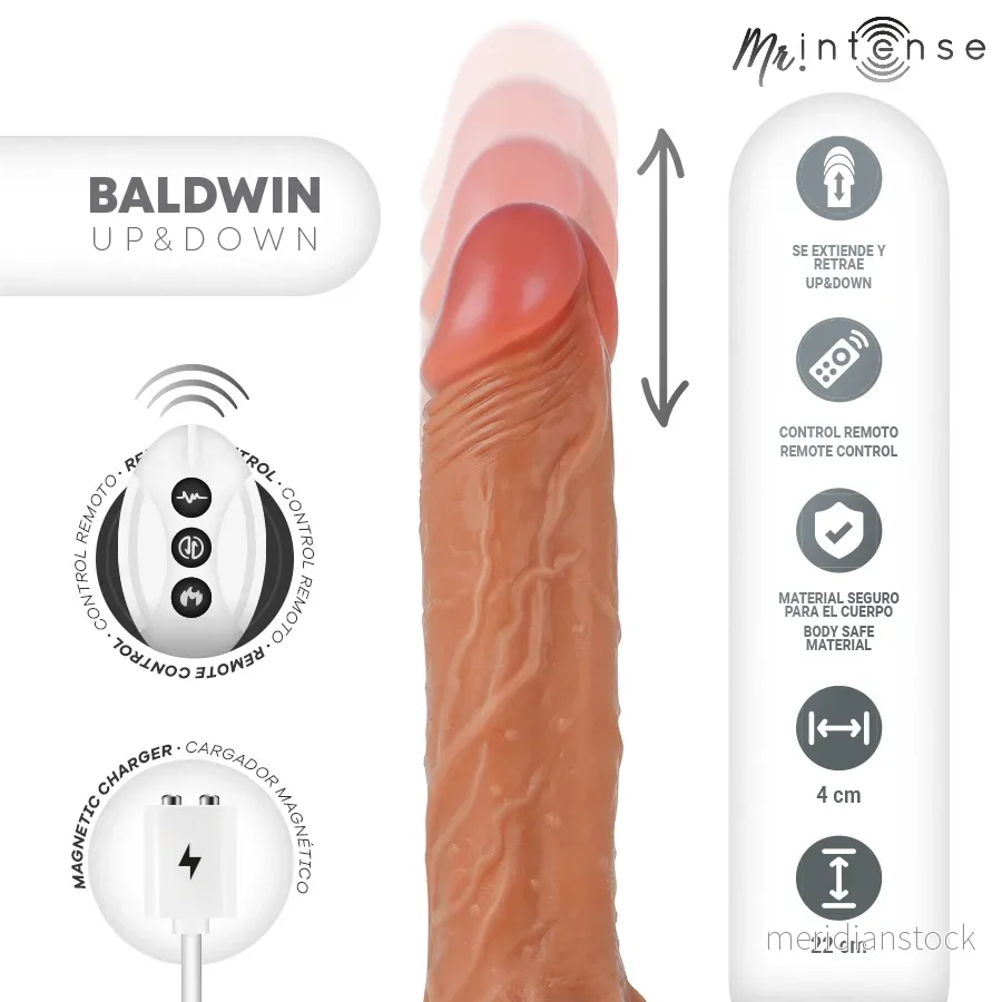 MR INTENSE - BALDWIN REALISTIC MULTIFUNCTIONAL WITH VIBRATION, UP AND DOWN REMOTE CONTROL, 22 CM - OR - 4 CM - Bild 3