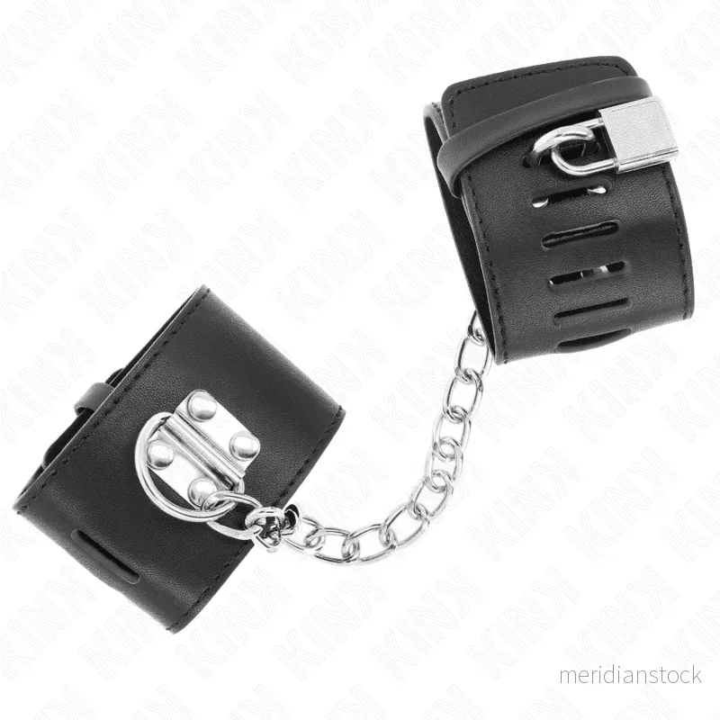 KINK - FIXED WRIST RESTRAINTS WITH CHAIN 30 CM AND PADLOCK CLOSURE BLACK ADJUSTABLE 16-23 CM X 5.5 CM - Bild 3