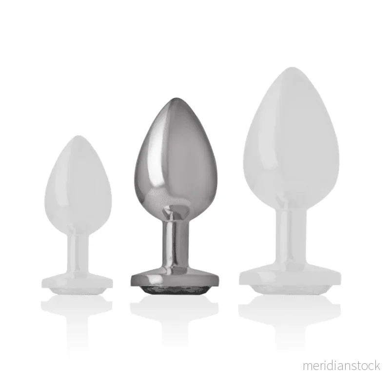 INTENSE - ALUMINUM METAL ANAL PLUG WITH BLACK GLASS SIZE M