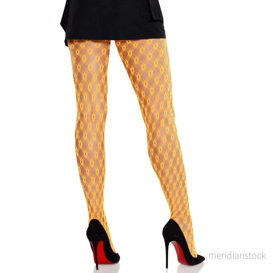 LEG AVENUE - LACE TIGHTS WITH EYELETS NEON ORANGE - Bild 2