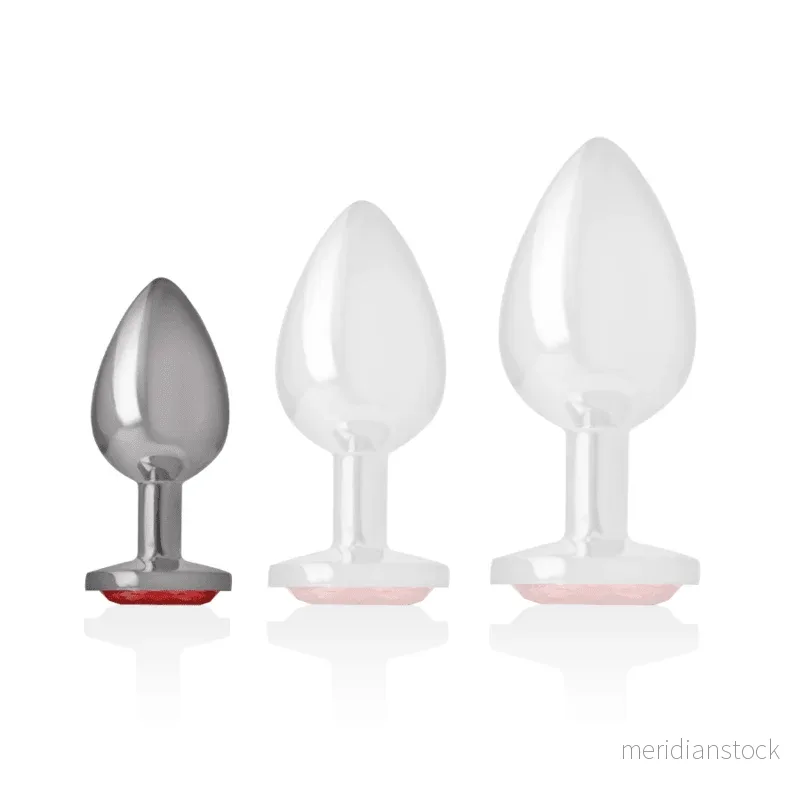 INTENSE - ALUMINUM METAL ANAL PLUG WITH RED CRYSTAL SIZE S