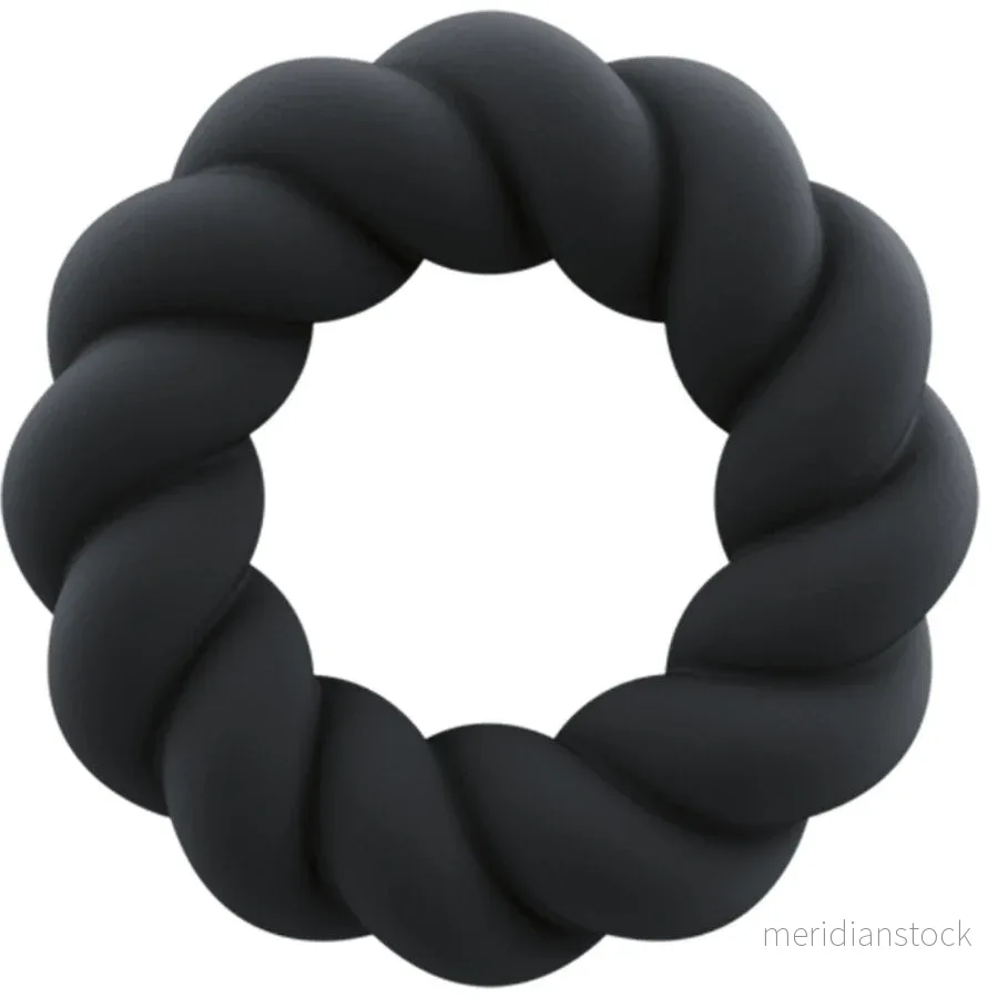 ROCKS-OFF - TWIST BLACK SILICONE MASTURBATOR RING