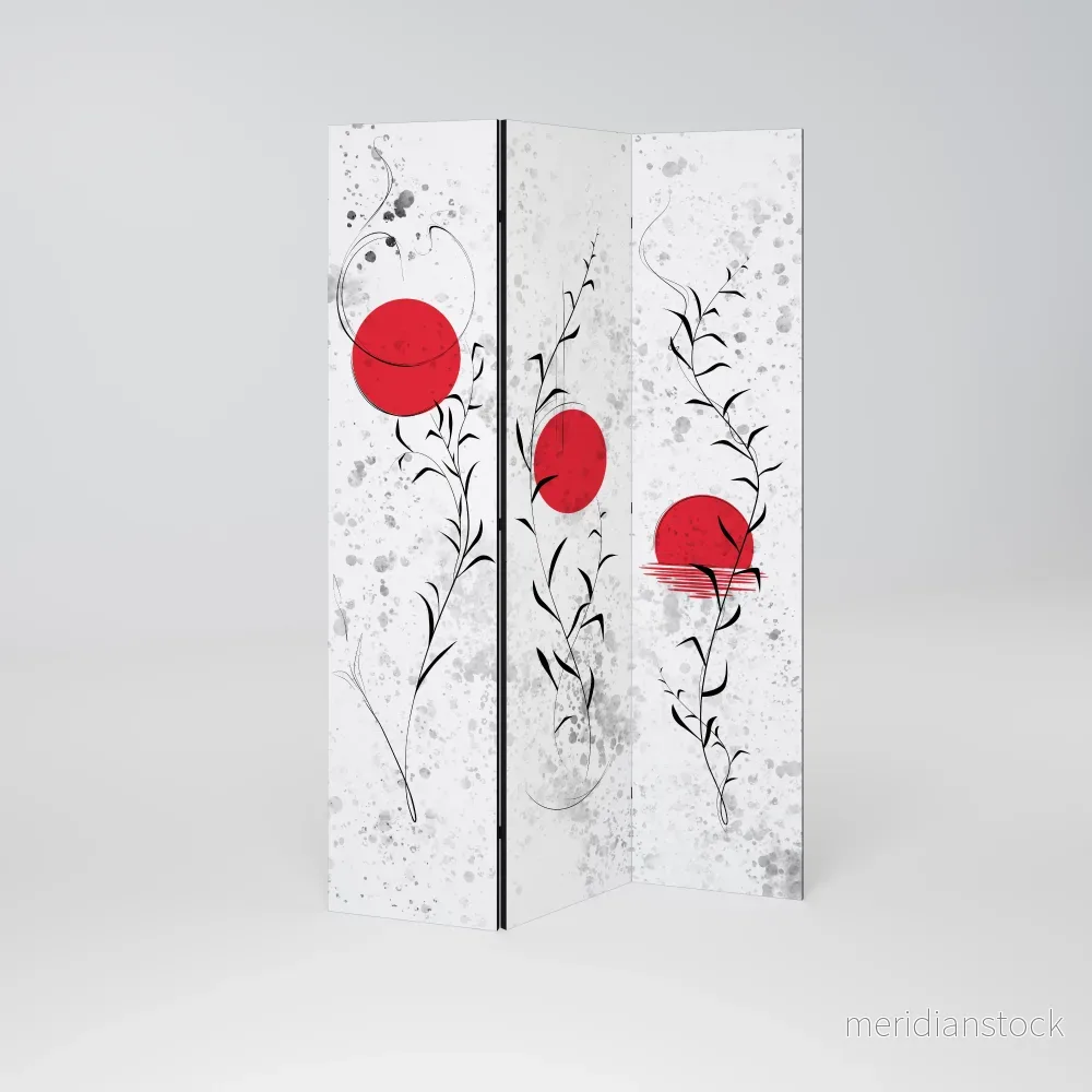 RED WHISPERS IN FOLIAGE Dekorativ rumsavdelare – 3 paneler RED WHISPERS IN FOLIAGE Dekorativ rumsavdelare – 3 paneler