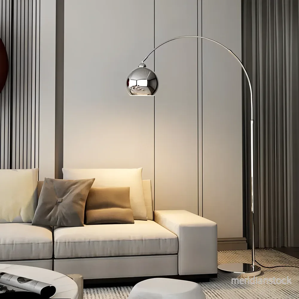 Golvlampa Milo – modern justerbar båglampa med skärm Golvlampa Milo – modern justerbar båglampa med skärm