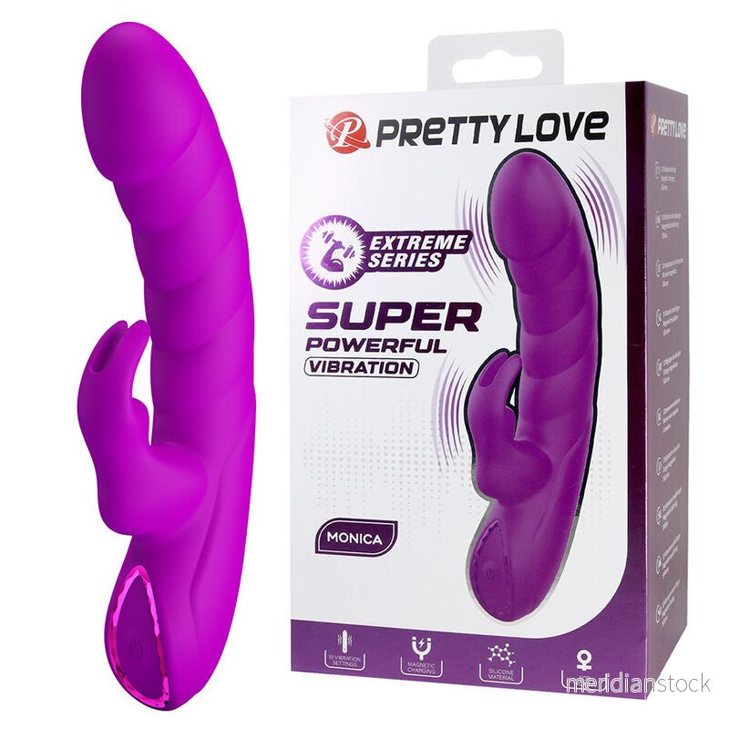 PRETTY LOVE - MONICA RECHARGEABLE DUAL STIMULATION G-SPOT AND CLITORAL VIBRATOR PURPLE