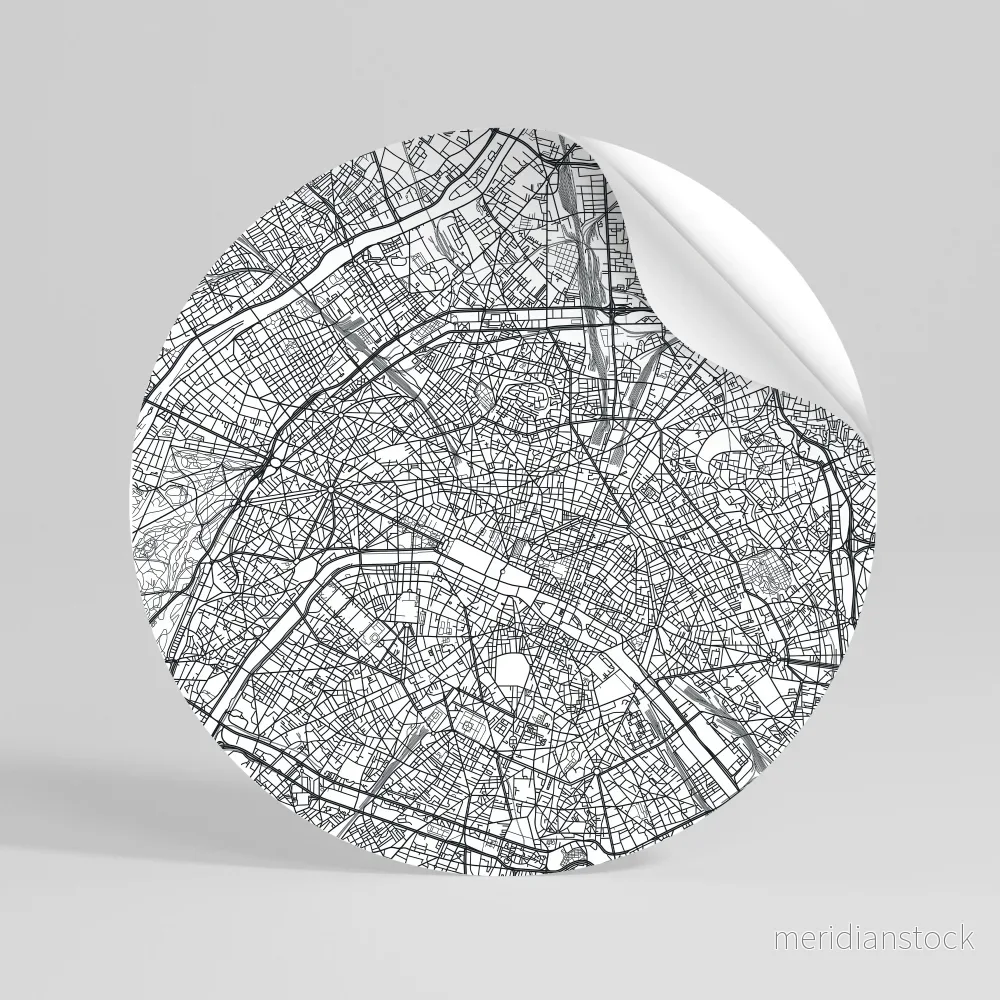 PARIS TOWN PLAN Rund väggdekal - Bild 3