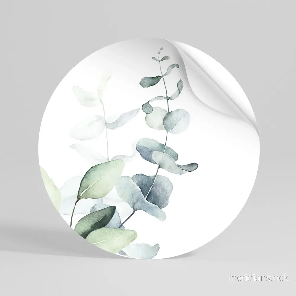 AQUA LEAF SYMPHONY Rund väggdekal