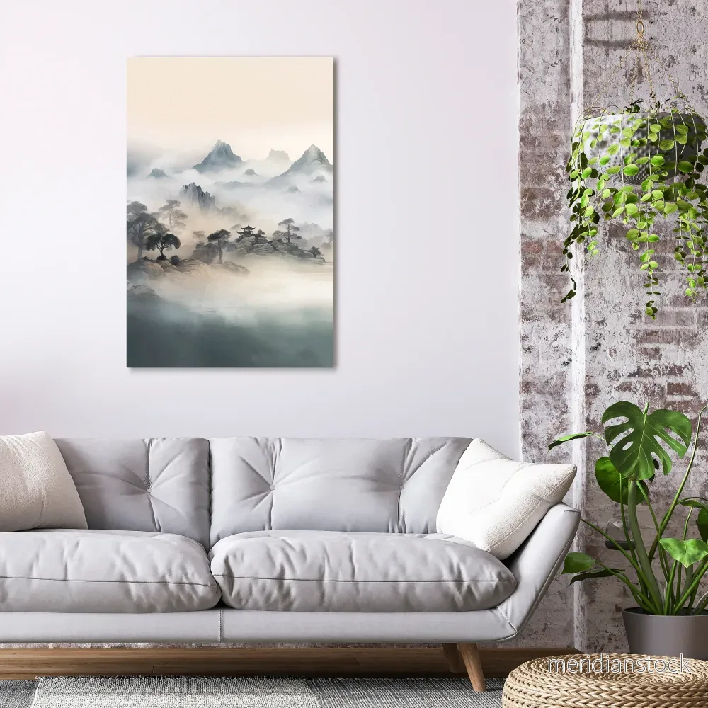 HIDDEN TEMPLE MIST Vertical Canvas Print