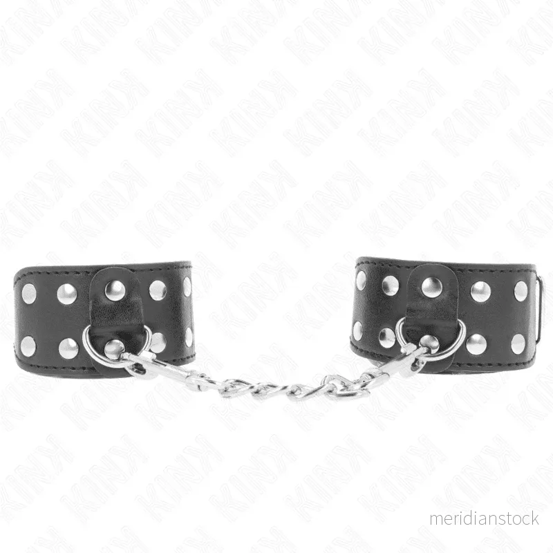 KINK - WRISTBANDS WITH DOUBLE LINE OF ADJUSTABLE STUDS BLACK