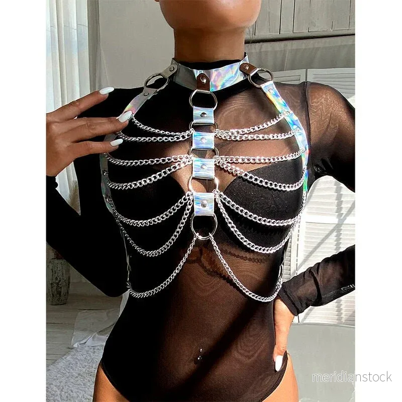 SUBBLIME - 953737 CHEST HARNESS WITH RINGS AND CHAINS SILVER ONE SIZE - Bild 3