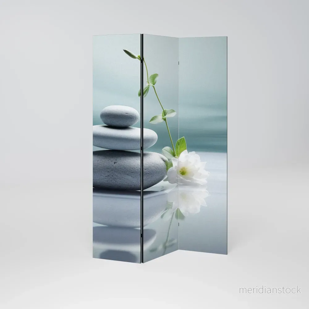 TRANQUIL STONE BALANCE Dekorativ rumsavdelare – 3 paneler