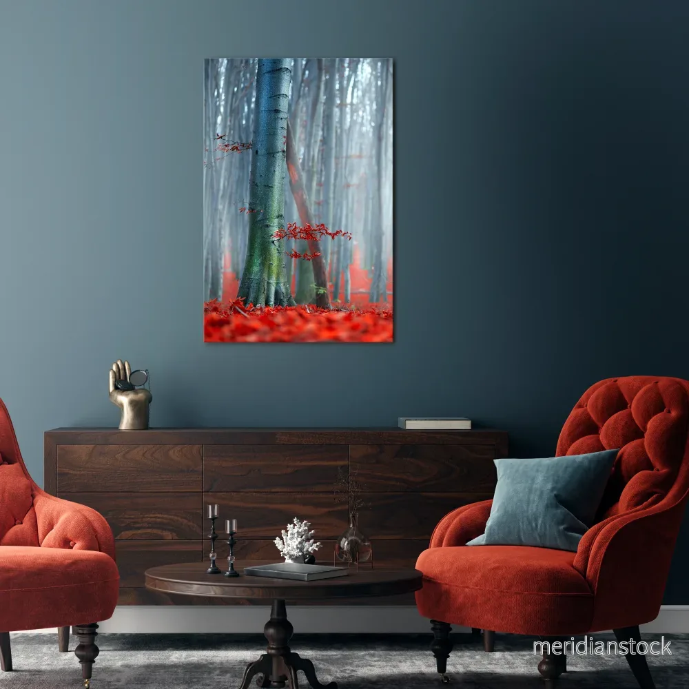 TRANQUIL RED ELEGANCE Vertical Canvas Print