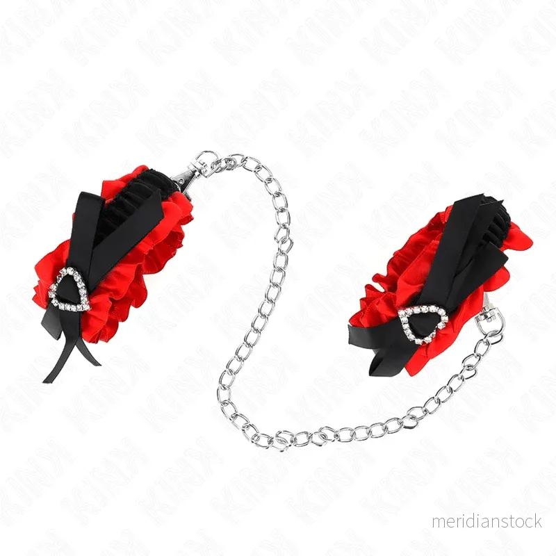 KINK - LACE ELASTIC WRIST RESTRAINTS RED HEART DETAILS ADJUSTABLE 22-35 CM - Bild 3