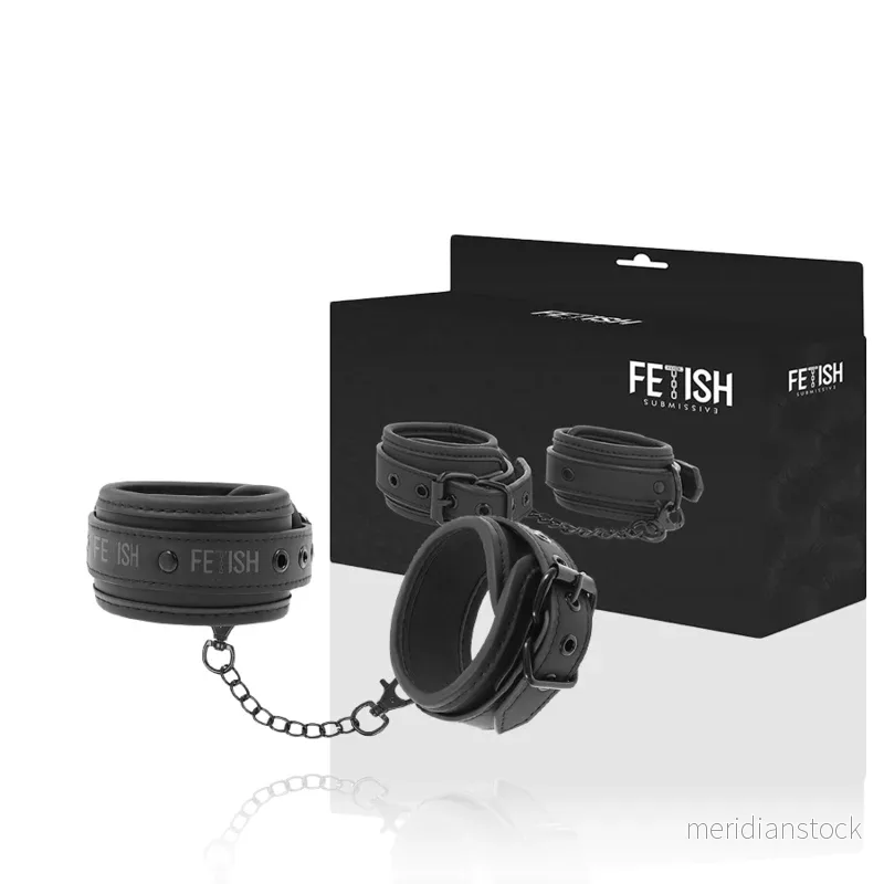 FETISH SUBMISSIVE - VEGAN LEATHER ANKLE CUFFS WITH NOPRENE LINING - Bild 3
