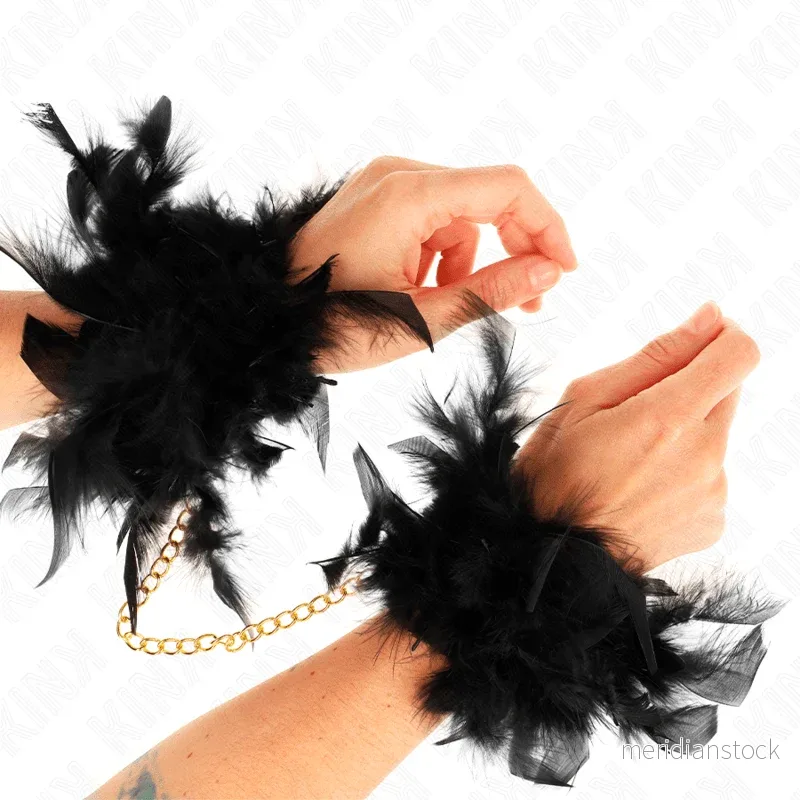 KINK - FEATHER HAND CUFFS WITH GOLD CHAIN MODEL 1 - Bild 2