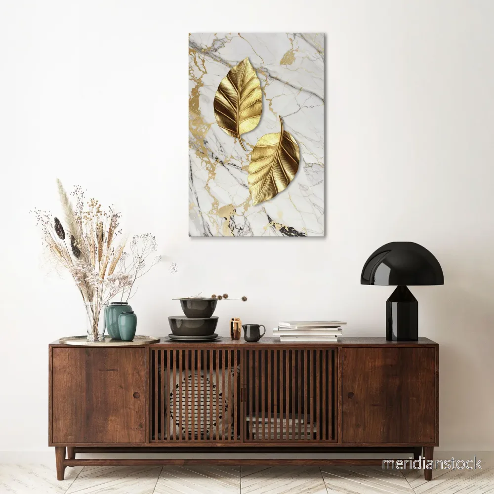 MARBLE MEETS NATURE Vertical Canvas Print