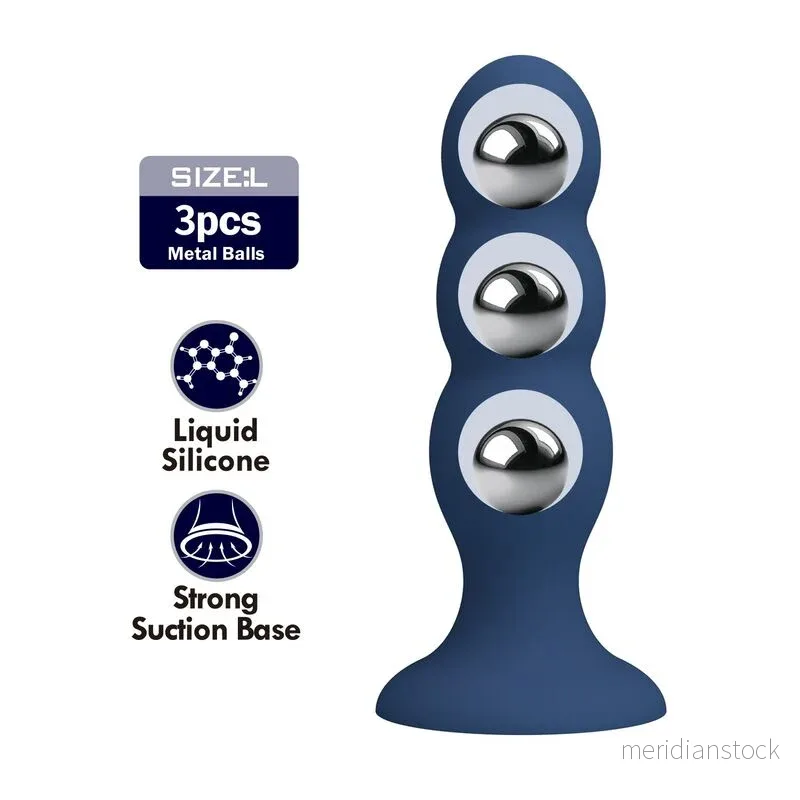 MR PLAY - ANAL PLUG WITH METAL BALLS AND SUCTION CUP BLUE - Bild 2