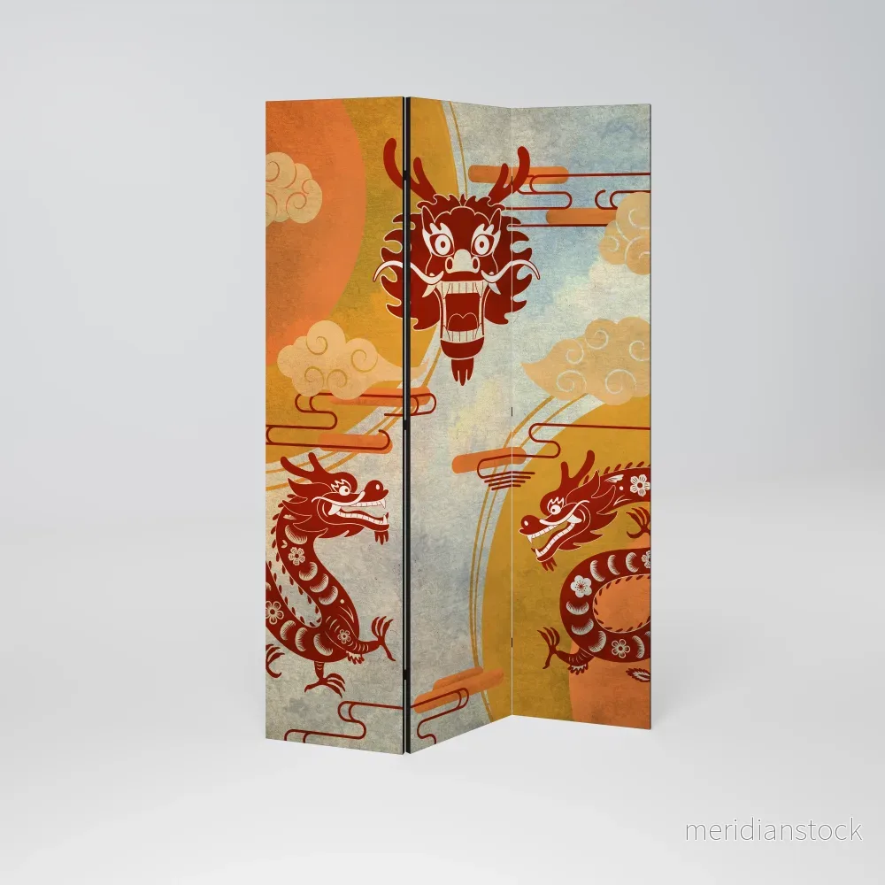 MYSTICAL DRAGON Dekorativ rumsavdelare – 3 paneler - Bild 2