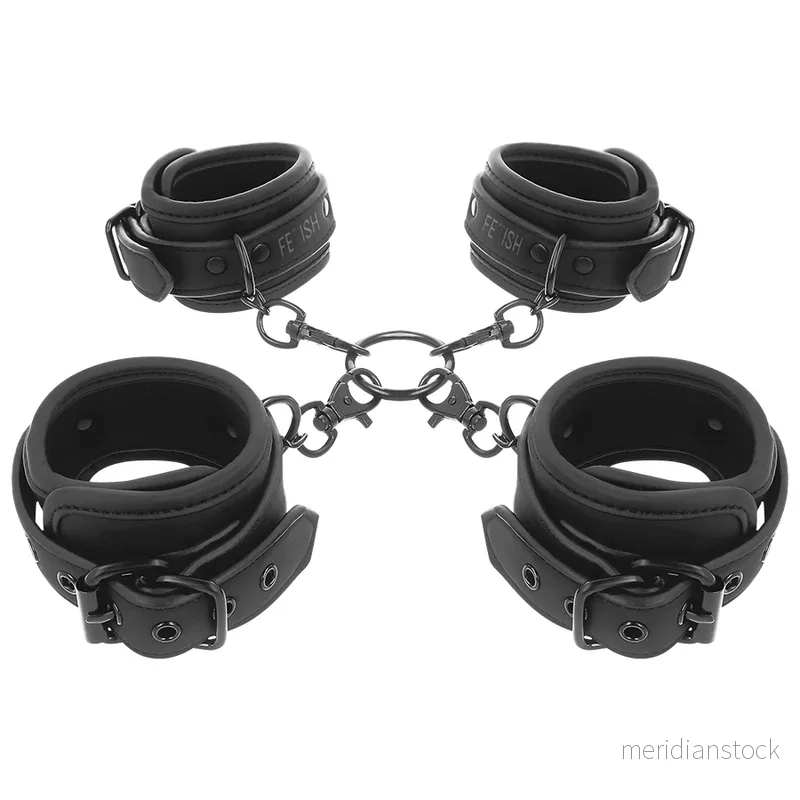 FETISH SUBMISSIVE - SET OF HAND AND ANKLE HANDCUFFS WITH NOPRENE LINING