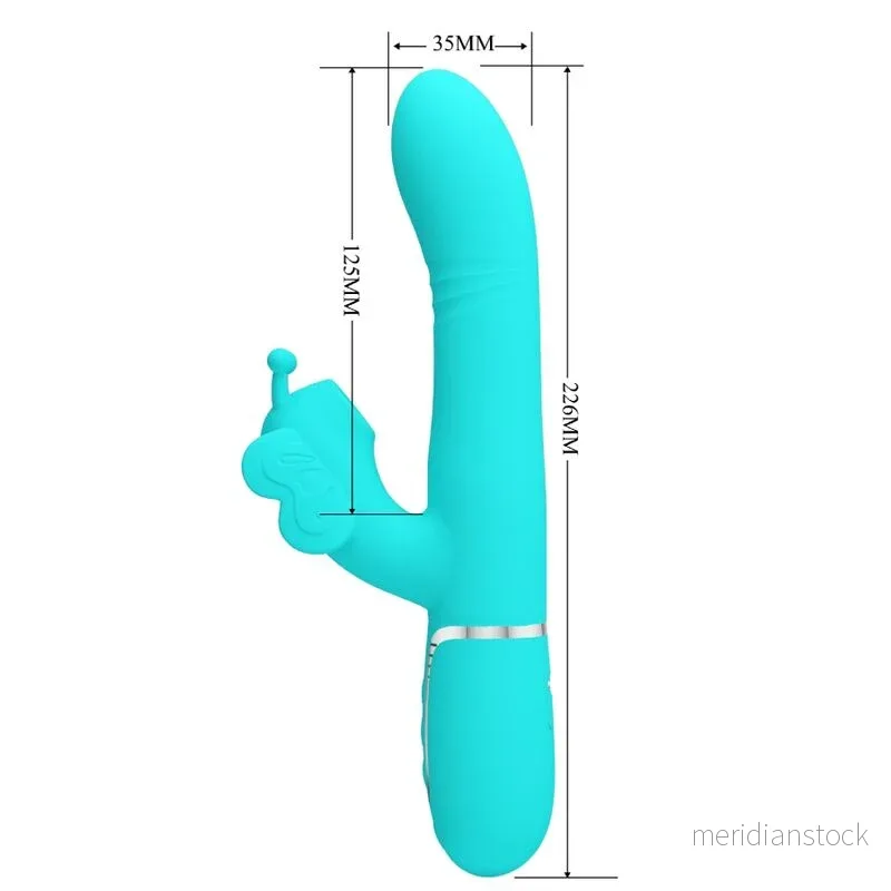 PRETTY LOVE - MULTIFUNCTION RABBIT VIBRATOR 4 IN 1 BUTTERFLY AQUA GREEN - Bild 2