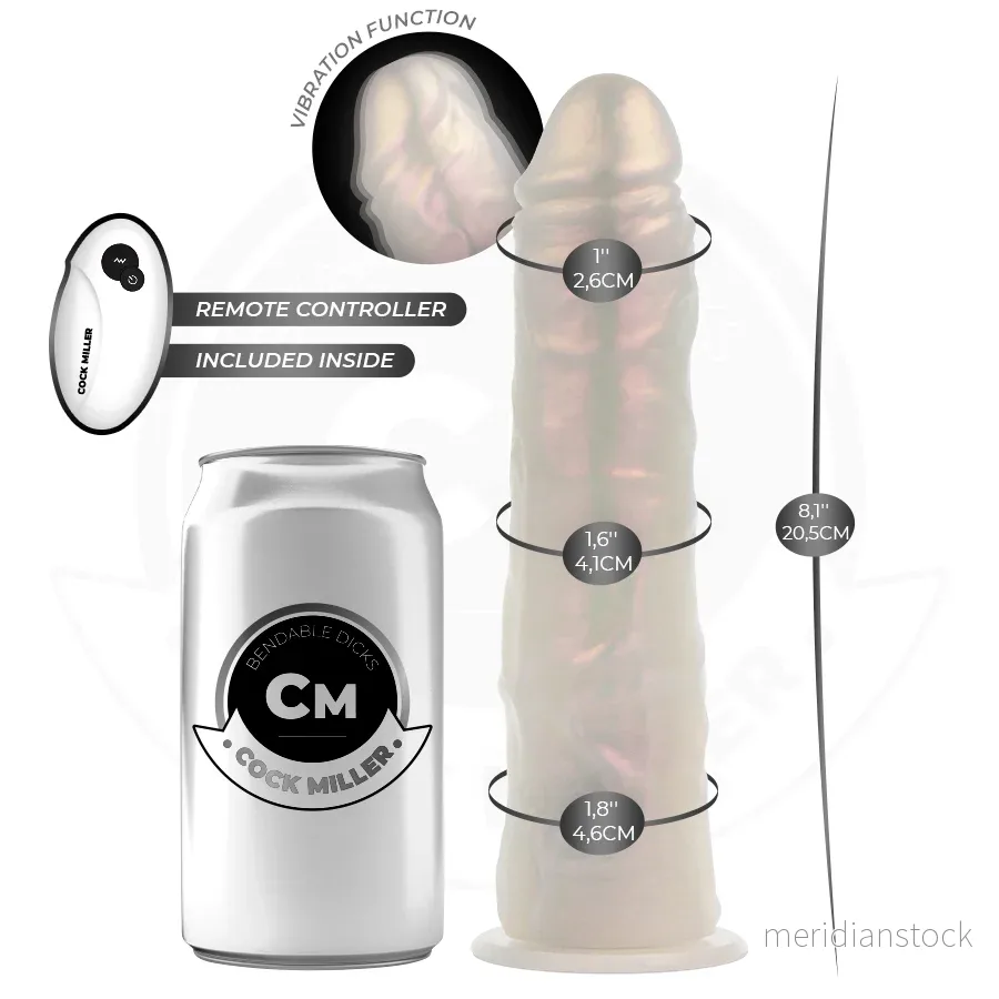 COCK MILLER - DILDO WITH SUCTION CUP, LIGHTS AND VIBRATION WITH REMOTE CONTROL WHITE 20.5 CM - Bild 2