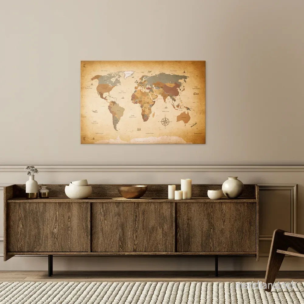 ANCIENT VOYAGER'S MAP Horizontal Canvas Print - Bild 2