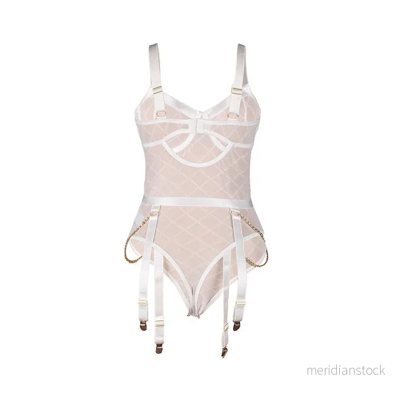 SUBBLIME - 954291 BODY WITH CHAINS + GARTER BELT WHITE L/XL