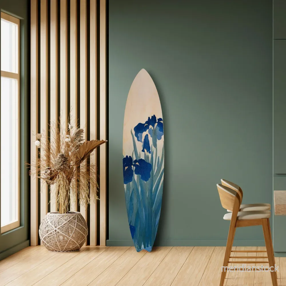 BLUE FLORAL RIDE Dekorativ Surfbräda