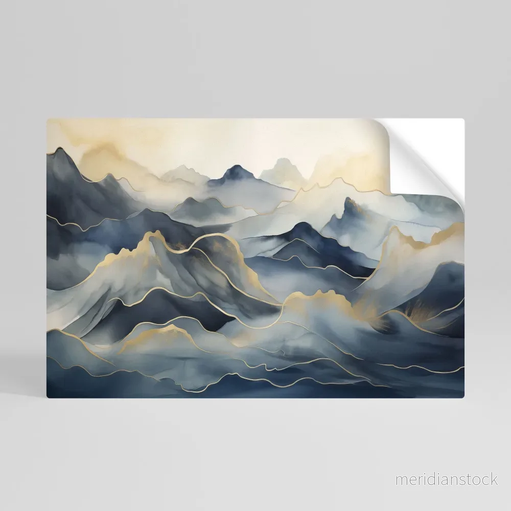 GOLDEN MOUNTAIN FOG Självhäftande Horisontell Poster - Bild 3