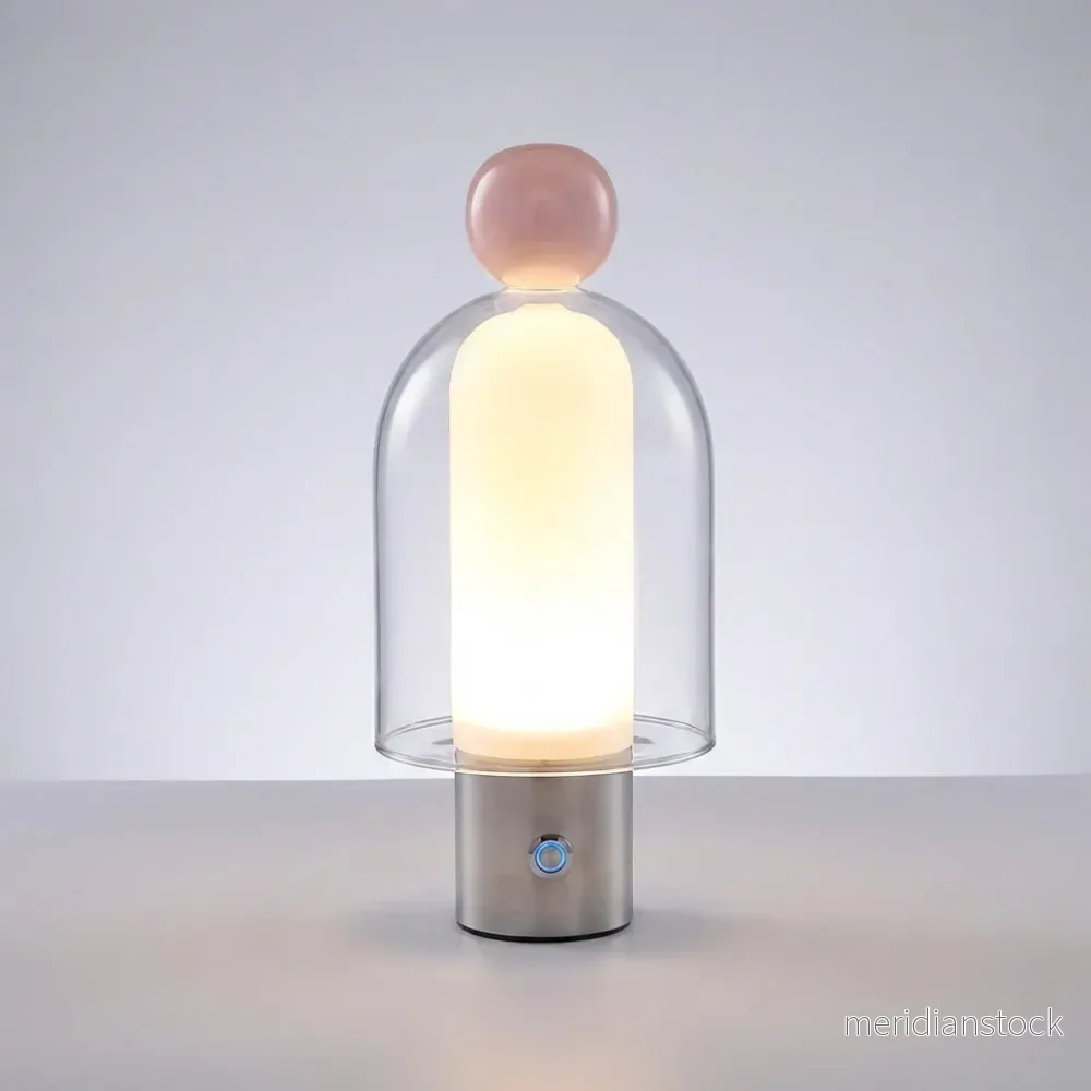 Uppladdningsbar bordslampa i glas – Vesanta - Bild 2