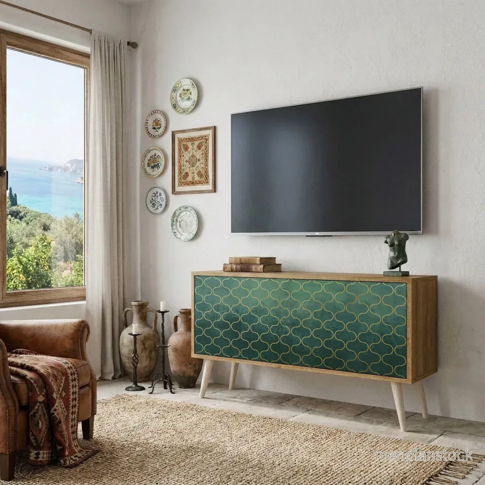 TESSELATED GREENERY Kompakt TV-bänk med 2 dörrar - Bild 3